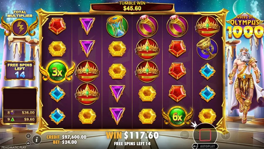 Screenshot gameplay Gates of Olympus 1000
