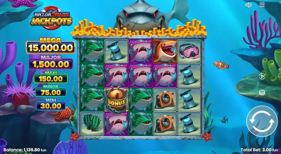 Screenshot gameplay Razor Shark Jackpots